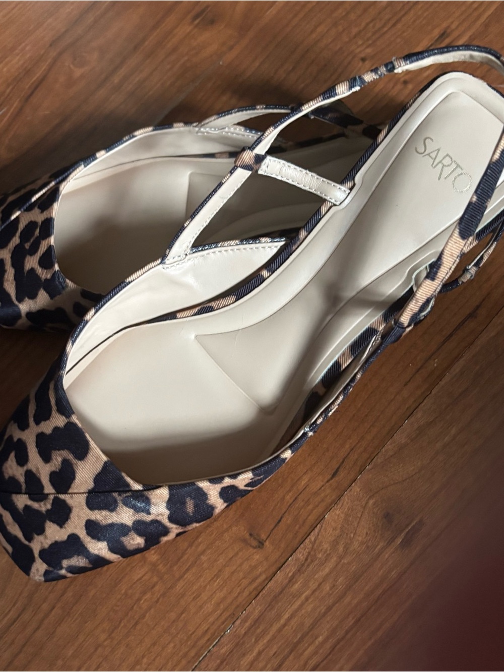 Franco Sarto Leopard Print Slingback Flats - Tan/Black telica square 8.5 -9 nwot - Picture 7 of 7